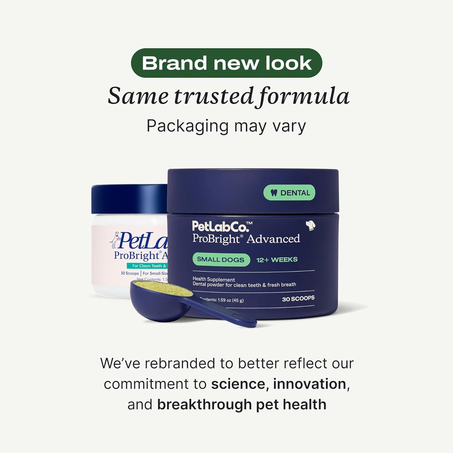 Probright Advanced Dental Powder - Dog Breath Freshener - Teeth Cleaning Made Easy – Targets Tartar & Bad Breath - Packaging May Vary - Formulated for Small Dogs