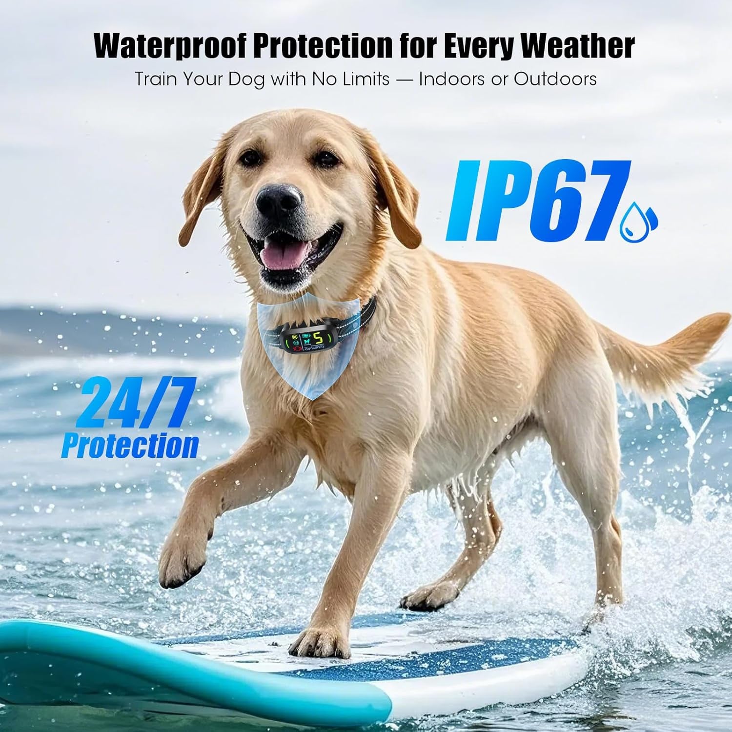 Smart AI Bark Collar for Large Medium Small Dogs, anti Barking Device with 5 Training Modes, Exclusive Forced Bark-Stopping, Rechargeable IP67 Waterproof Bark Collar with 5 Sensitivity (Black)