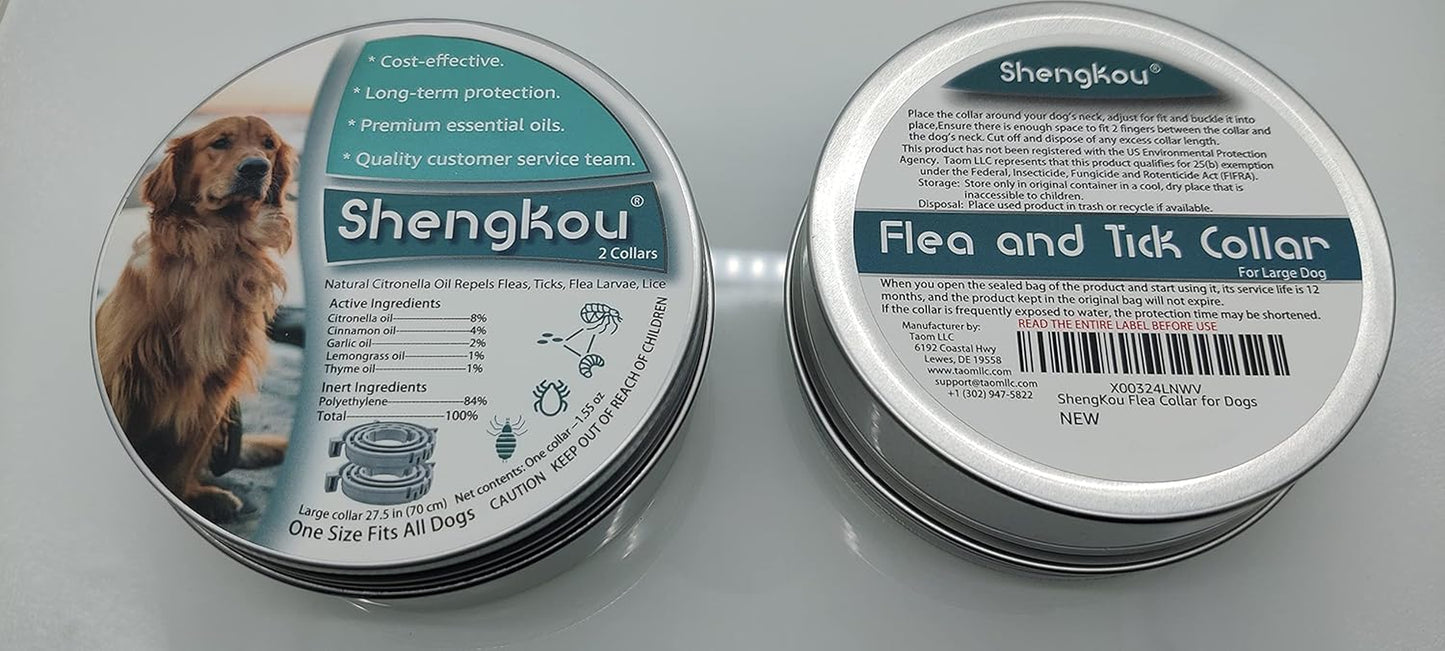 Flea and Tick Collar for Large Dog, Safe, Waterproof, Free Comb, Charity 2 Packs
