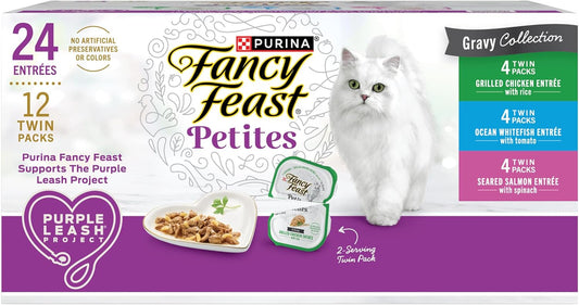 Purina  Gourmet Wet Cat Food Variety Pack, Petites Gravy Collection, Break-Apart Tubs, 24 Servings - (Pack of 12) 2.8 Oz. Tubs