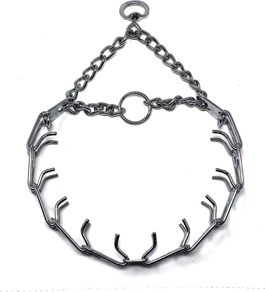 Prong Dog Training Collar, 22In X 3.0Mm (Neck Size up to 18In) Medium, Ultra-Plus Chrome Plated Steel Pet Pinch anti Pull Collar for Dogs Made in Germany