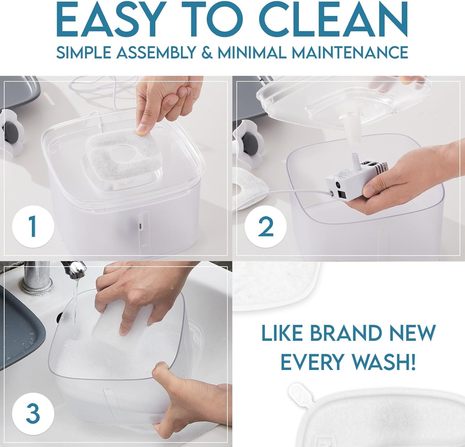 Innovation Award Winner 95Oz/2.8L Pet Fountain, Automatic Cat Water Fountain Dog Water Dispenser with Replacement Filters for Cats, Dogs, Multiple Pets (Transparent Grey, Plastic)