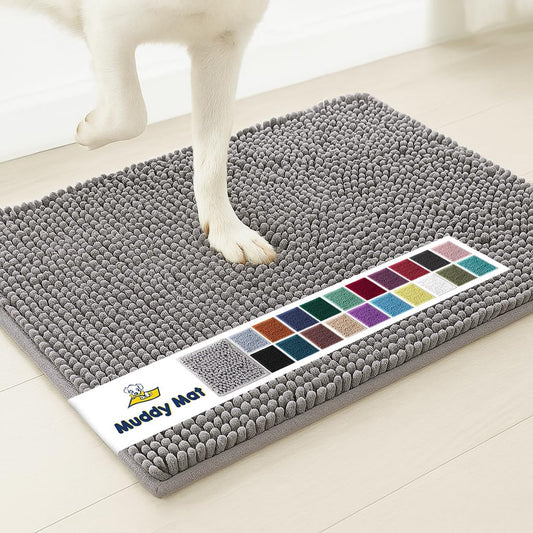 ® Shown on TV – Super Absorbent Door Mat Indoor, Microfiber Quick Dry Chenille Entryway Rug, Non-Slip Front Door Mat, Indoor Mats for Entryway, Machine Washable Pet Rug, Grey 24"X36"