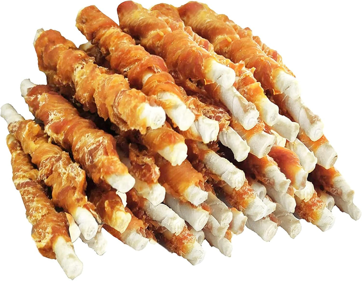 Dog Treats, Rawhide Twist Chicken Hide Sticks, Suitable for Puppy and Small Dogs, 5 Inch (Chicken, 14.11 Oz)