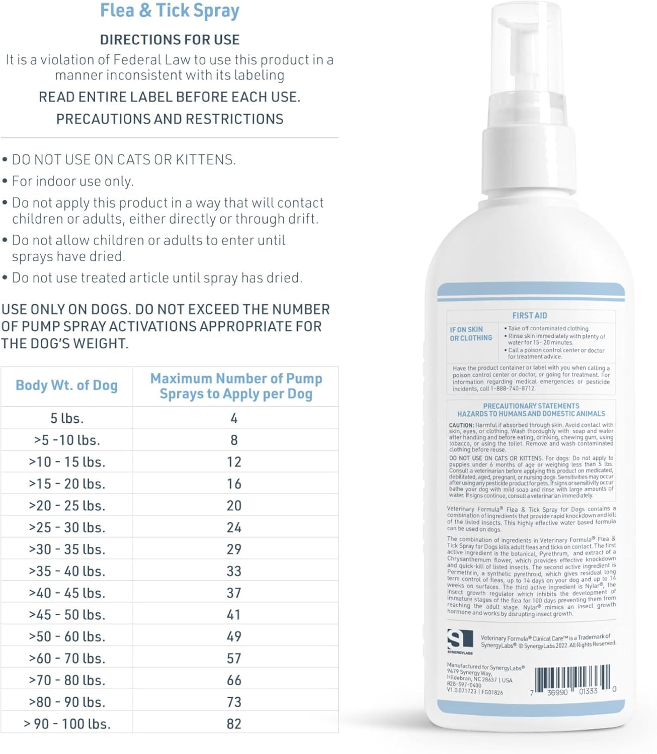 Flea and Tick Spray for Dogs, 8 Oz – Easy-To-Use Dog Flea Spray, Kills on Contact, Prevents Egg & Larval Development for 14 Weeks