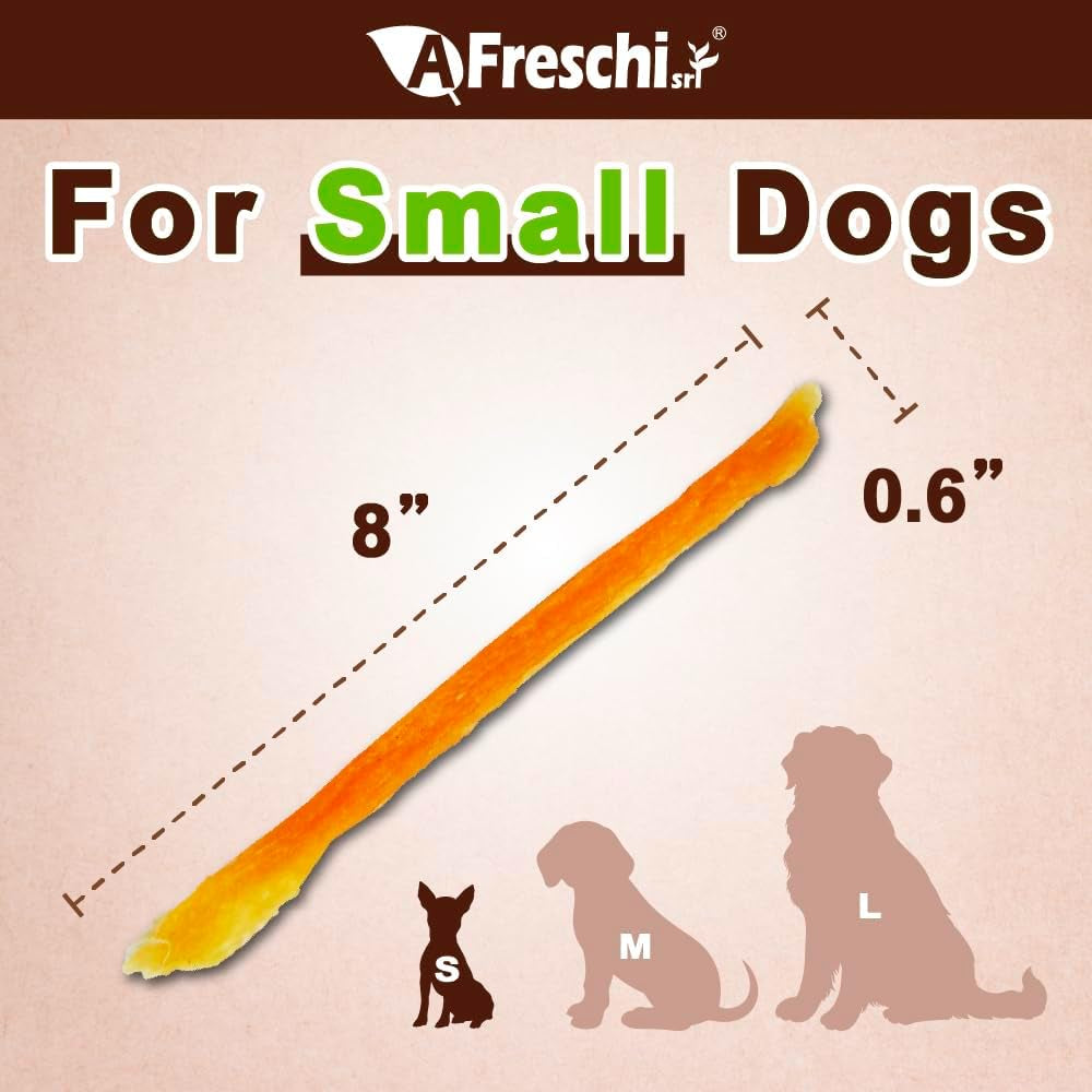 Afreschi Turkey Tendon Dog Treats, Strip 3.53 Oz, USA Sourced Turkey, All Natural Human Grade Puppy Chew, Hypoallergenic, Rawhide Alternative, for Small Breeds