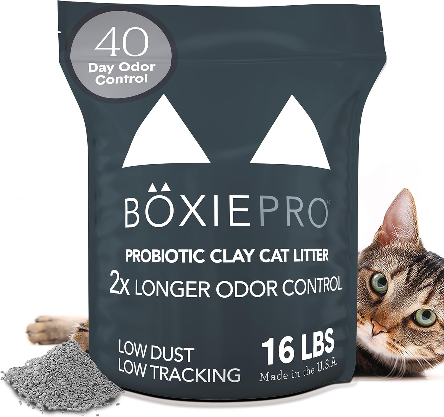 Boxie® Probiotic Cat Litter 40 Day Natural Odor Control, 16Lb Clumping Kitty Litter (Clay)