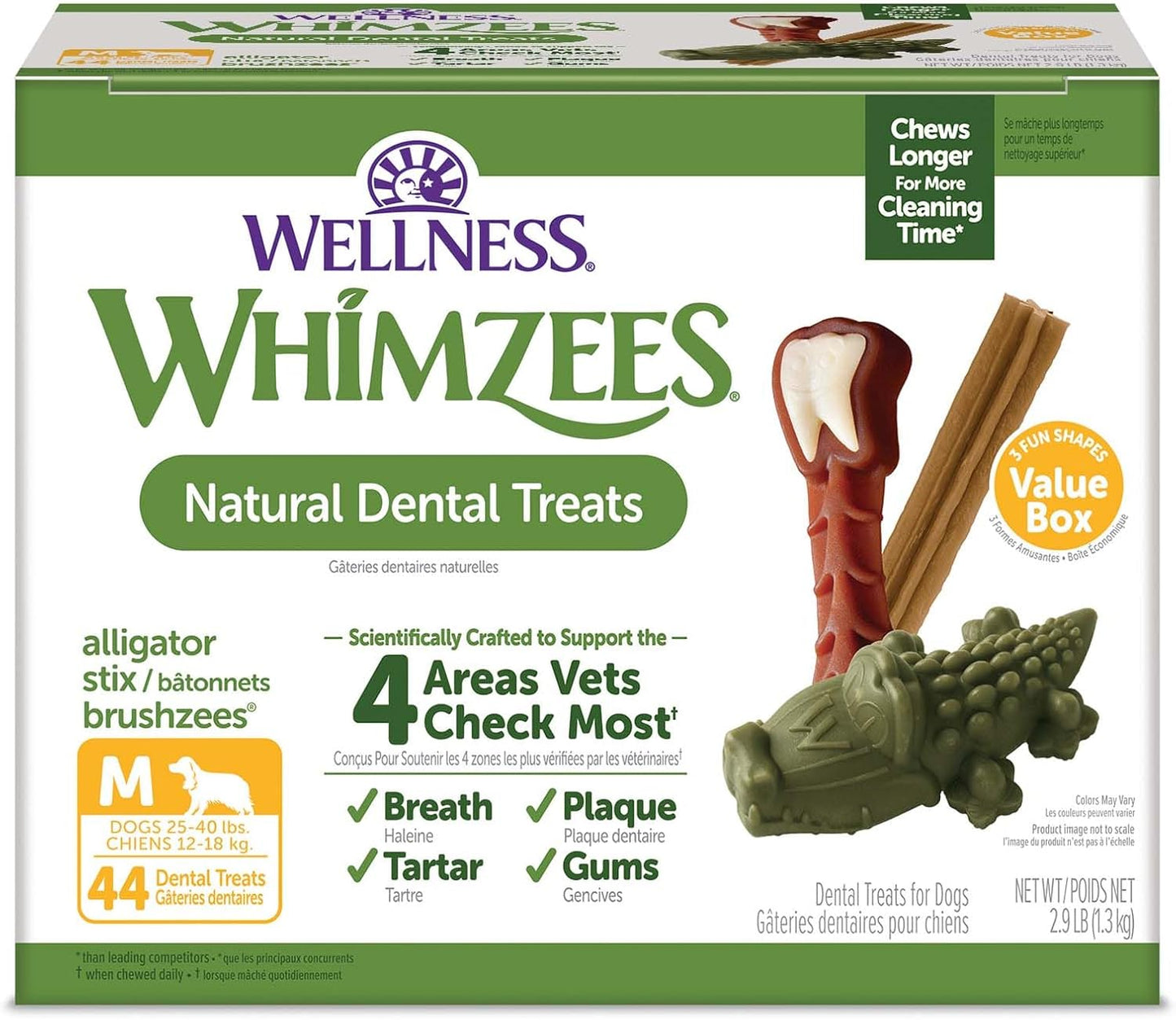 Wellness  Value Box Dog Dental Treats, Natural Chews, Medium Size (44 Count)