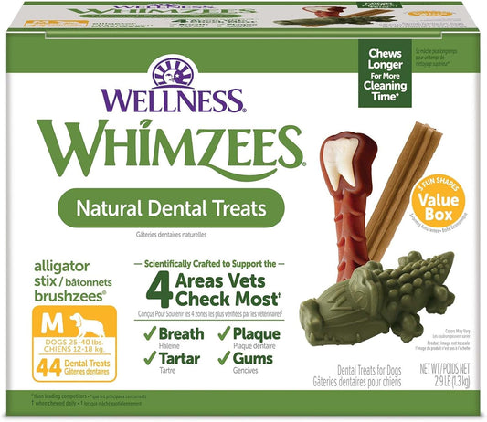 Wellness  Value Box Dog Dental Treats, Natural Chews, Medium Size (44 Count)