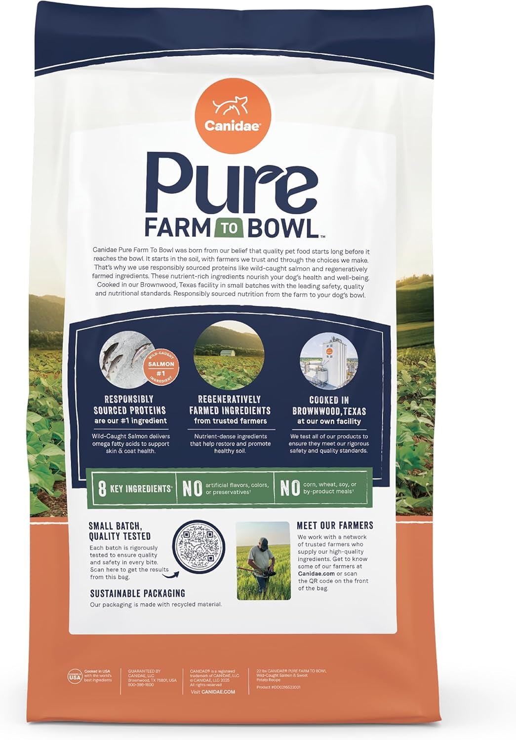 Pure Farm to Bowl, Grain-Free, Wild-Caught Salmon & Sweet Potato Dog Food, Adult 22Lb