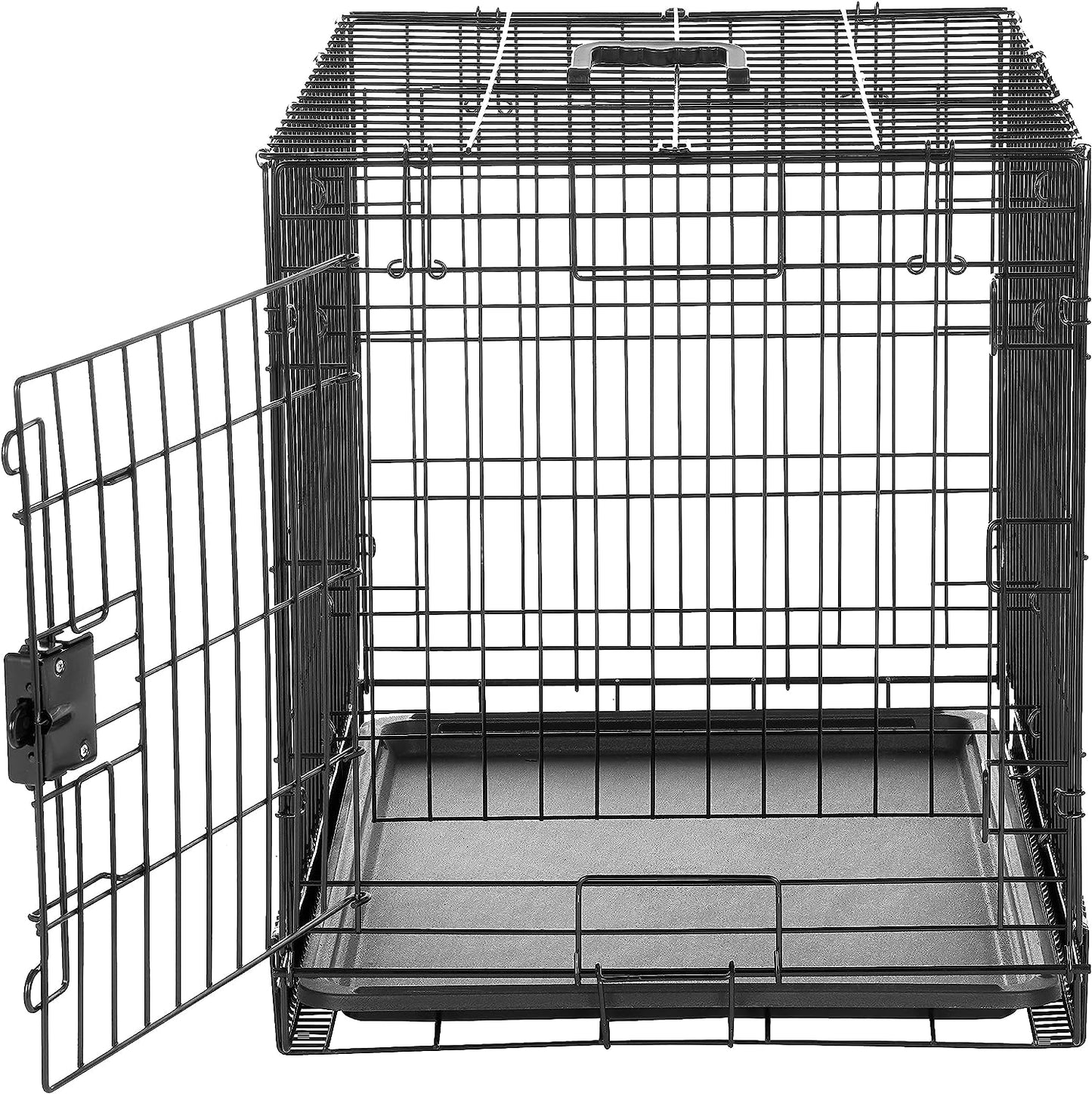 Durable, Foldable Metal Wire Dog Crate with Tray, Single Door, 30 X 19 X 21 In, Black