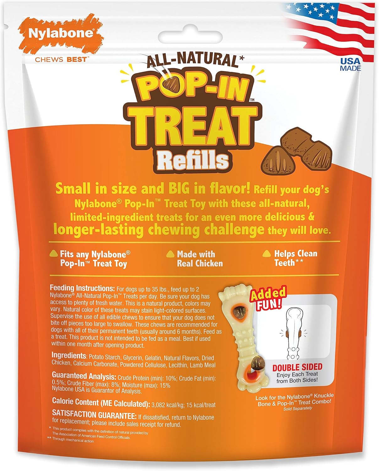 Pop-In Treat-Toy Refill Chews, All-Natural Dog Treats for Treat Dispensing Toys, Chicken Flavor, 90 Count