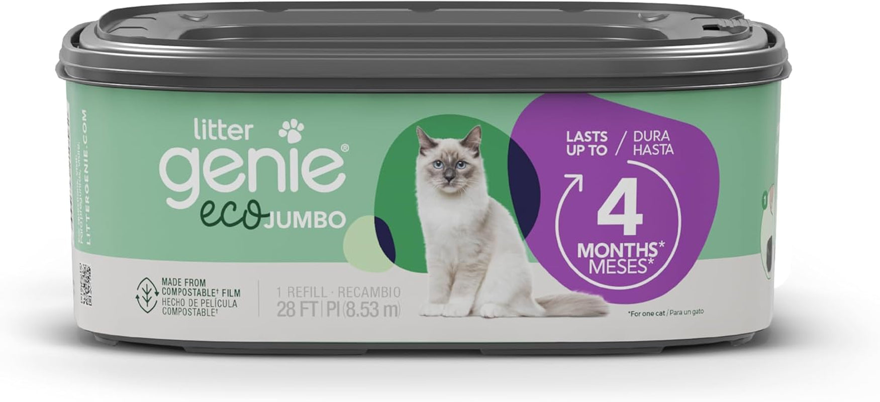 Eco Refills | Compostable Cat Litter Bags Jumbo 1-Pack | up to 4 Months of Supply in 1 Cartridge