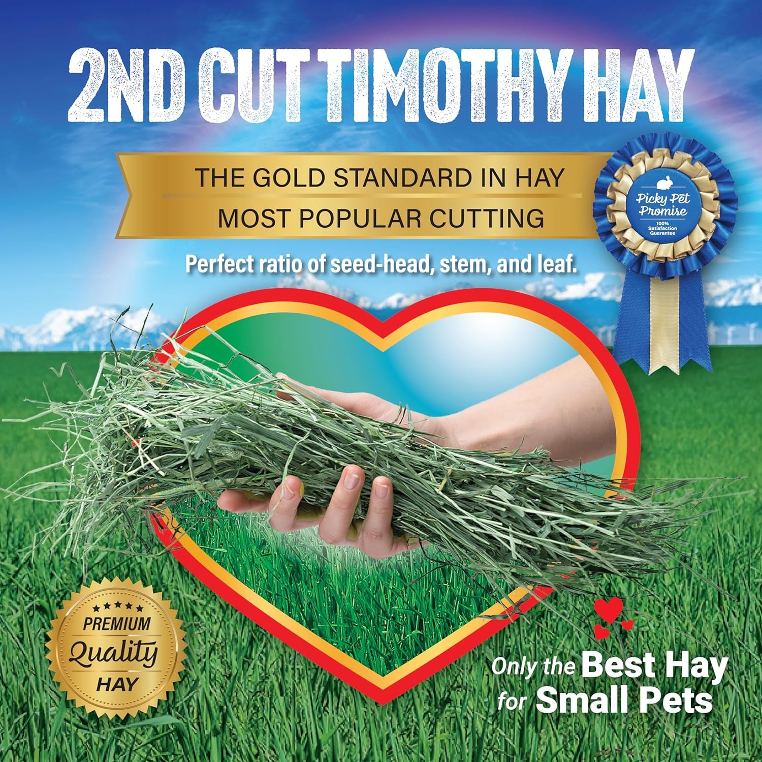 2Nd Cutting Perfect Blend Timothy Hay Pet Food for Rabbits, Guinea Pigs, Chinchillas and Other Small Animals, Premium Natural Hay Grown in the US, 12 LB
