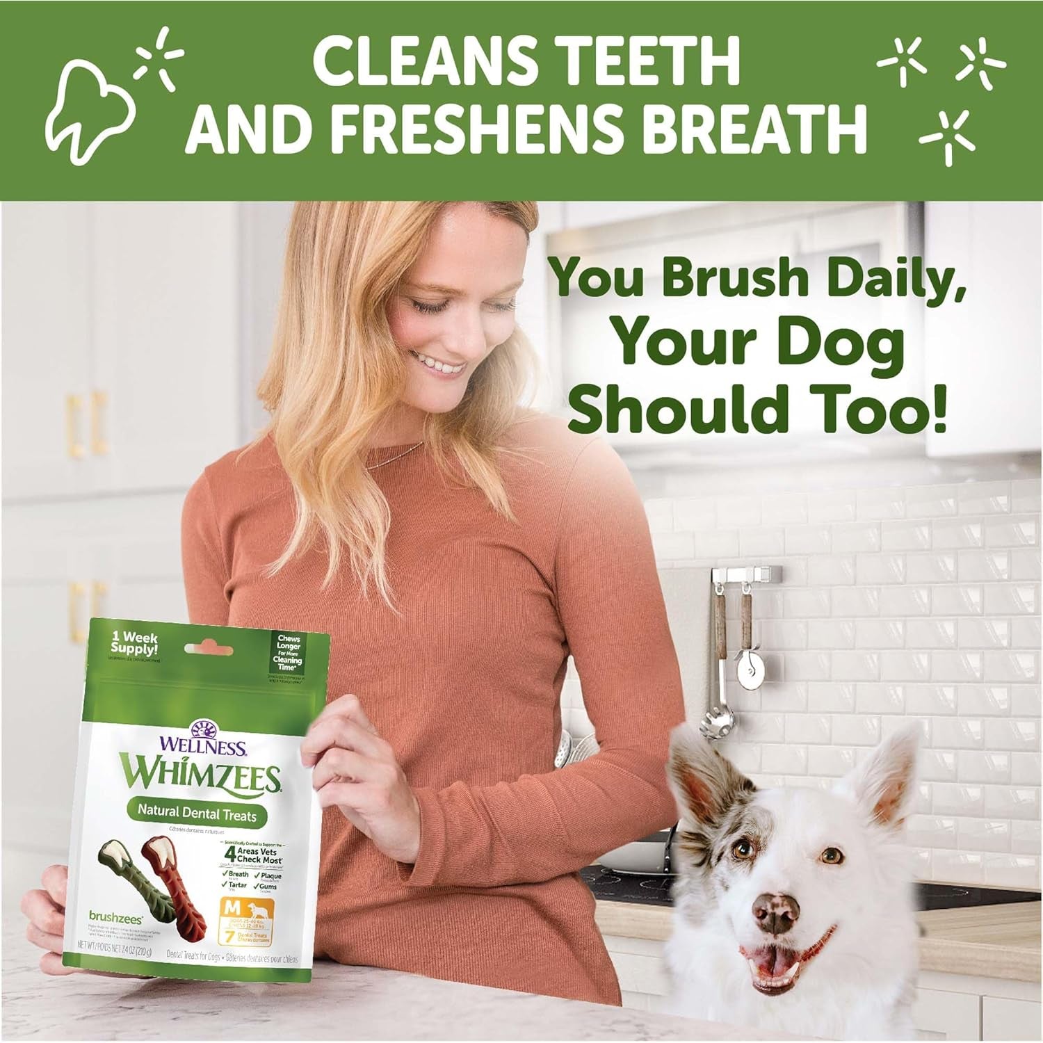 Wellness  Value Box Dog Dental Treats, Natural Chews, Medium Size (44 Count)