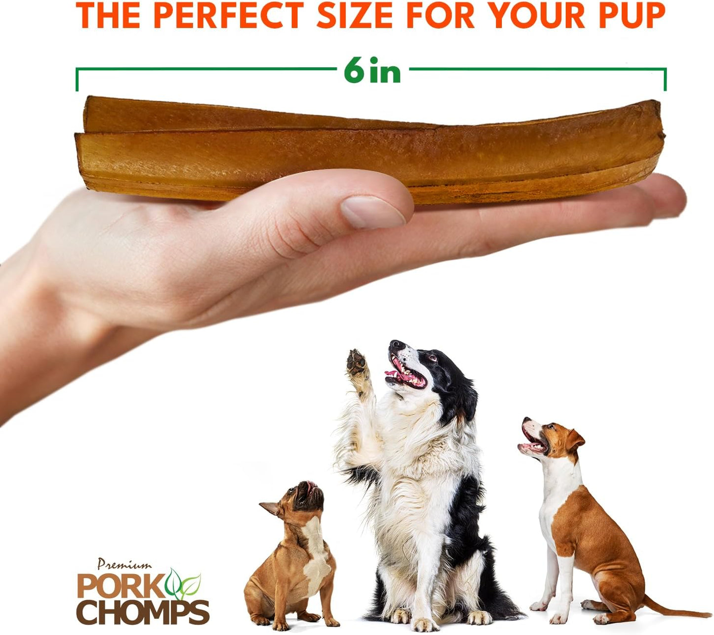 Roasted Pork Skin Dog Chews, 6-Inch Rib Shapes, 10 Count