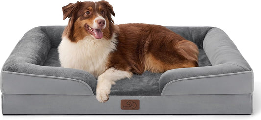Orthopedic Dog Beds Large Sized Dog - Washable Large Dog Cat Bed Waterproof, Comfort Dogs Couch Sofa with Washable Removable Cover, Pet Bed with Nonskid Bottom, Grey, 35"