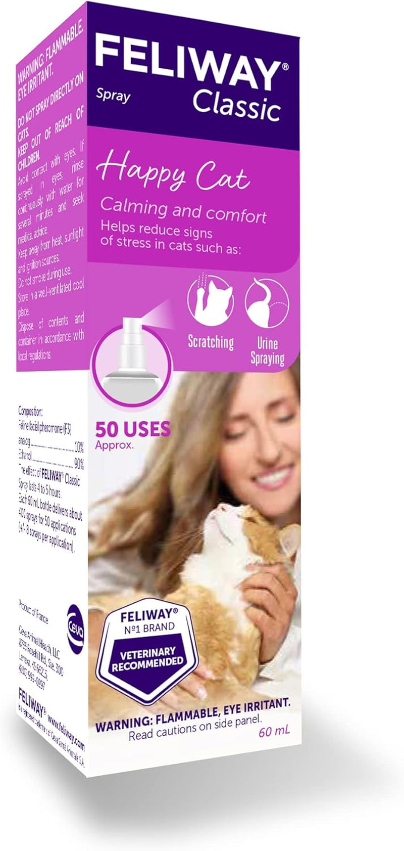 ® Classic Cat Calming Spray, 60Ml - Comforts Cats at Home and on the Go and Helps to Calm during Travel