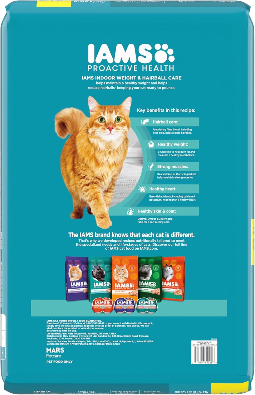 Proactive Health Indoor Weight Control & Hairball Care Adult Dry Cat Food, Chicken & Turkey Recipe, 16 Lb. Bag
