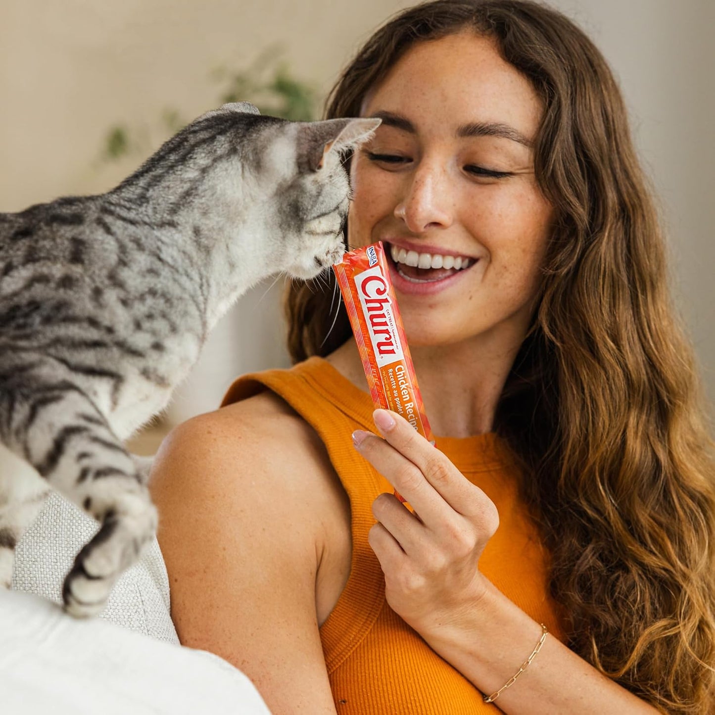 Churu Cat Treats, Lickable, Squeezable Creamy Purée with Vitamin E, 0.5 Ounces per Tube, 120 Tubes Total, Chicken Variety