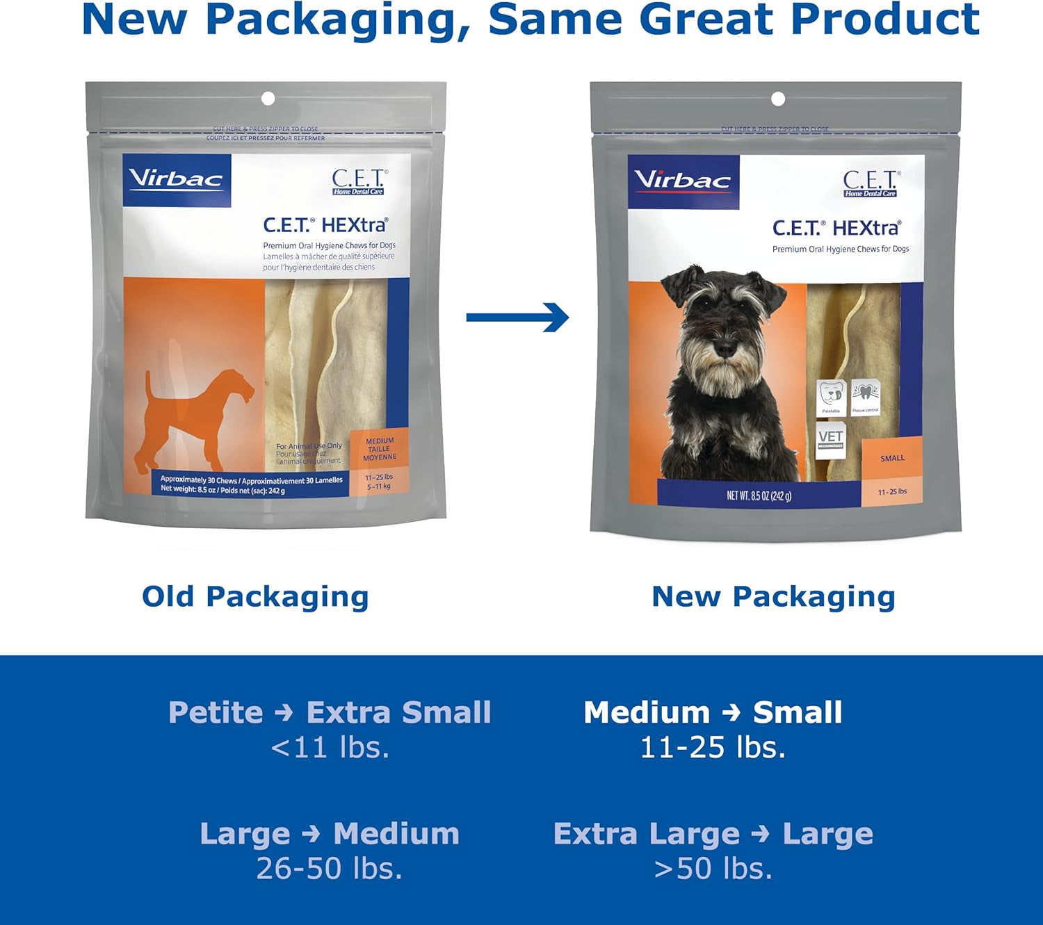 C.E.T. Hextra Premium Oral Hygiene Chews for Dogs, 11-25 Lbs, 8.5 Oz