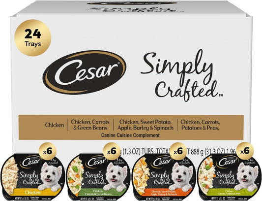 Simply Crafted Adult Wet Dog Food Meal Topper, Variety Pack, 1.3 Oz Tubs (24 Count, Pack of 1)