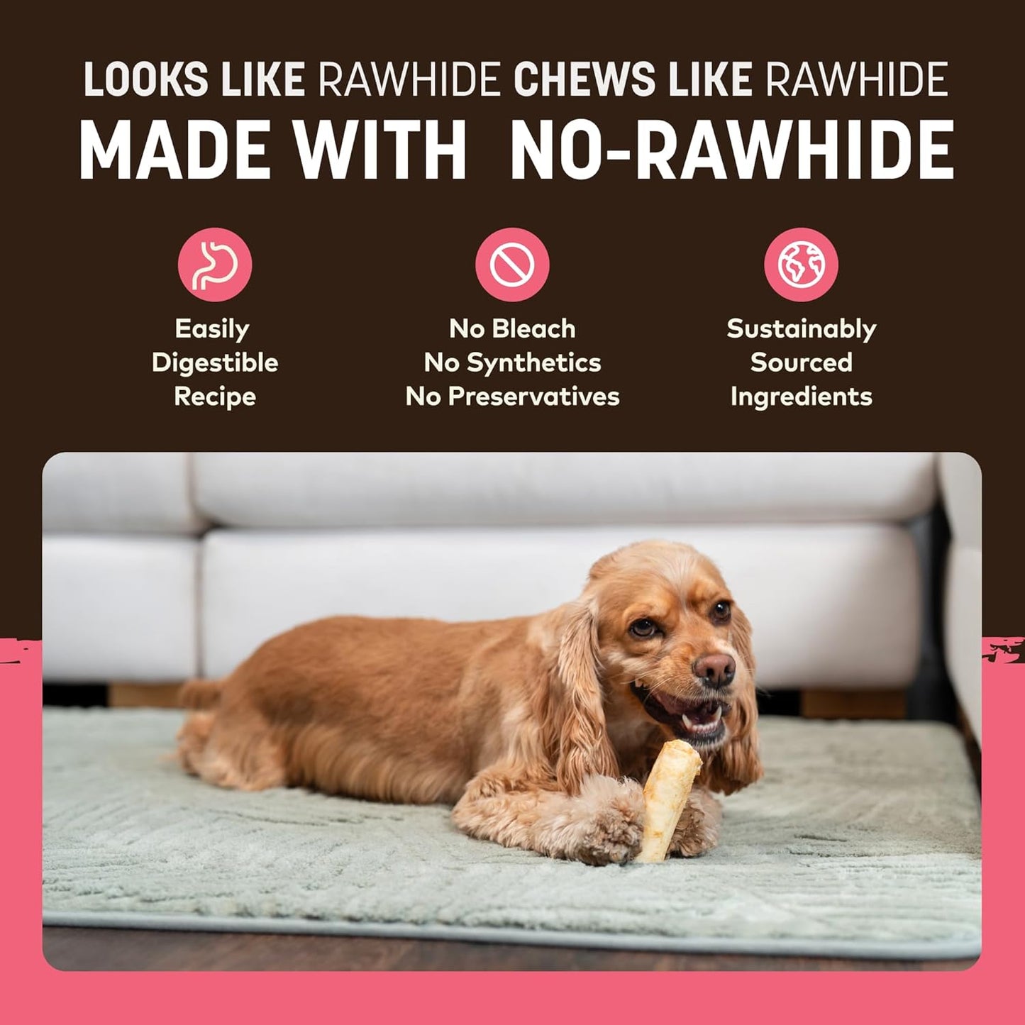 No Hide Chews - Long Lasting Rawhide Free Small Dog Chews Rolls, Salmon - 6 Count