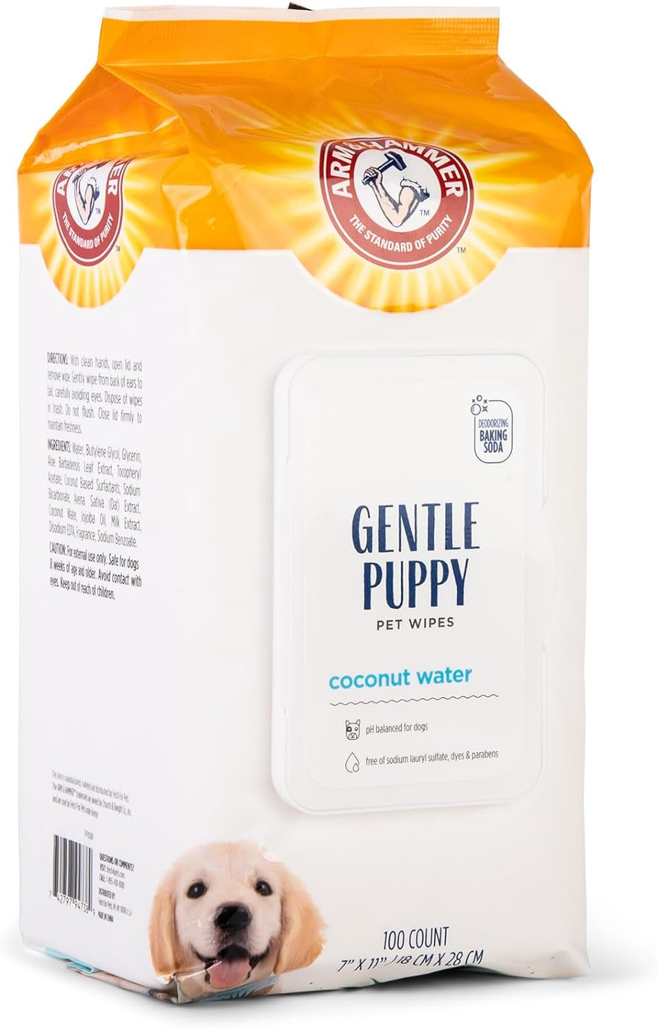 for Pets Gentle Puppy Bath Wipes, Coconut Water All Purpose Puppy Cleaning Wipes Remove Odor & Refresh Skin for Pets Gentle Tearless Pet Wipes 100 Count, (Pack of 3)