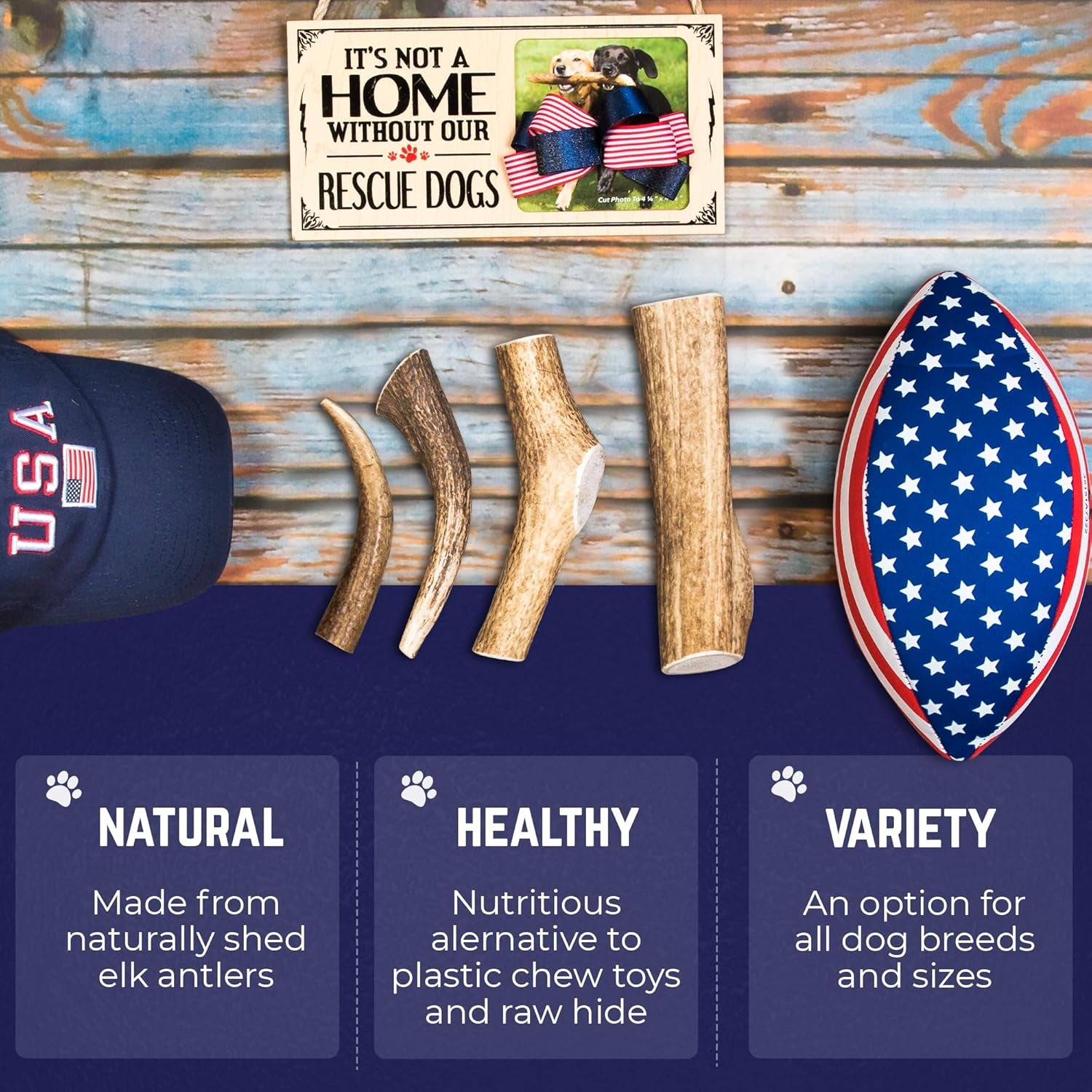 . Elk Antlers for Dogs, Medium 5"+, 1 Pack, Grade a Long Lasting Chew for Aggressive Chewers, Premium USA Naturally Shed Antler – Healthy, No Odor, Durable Dog Chew