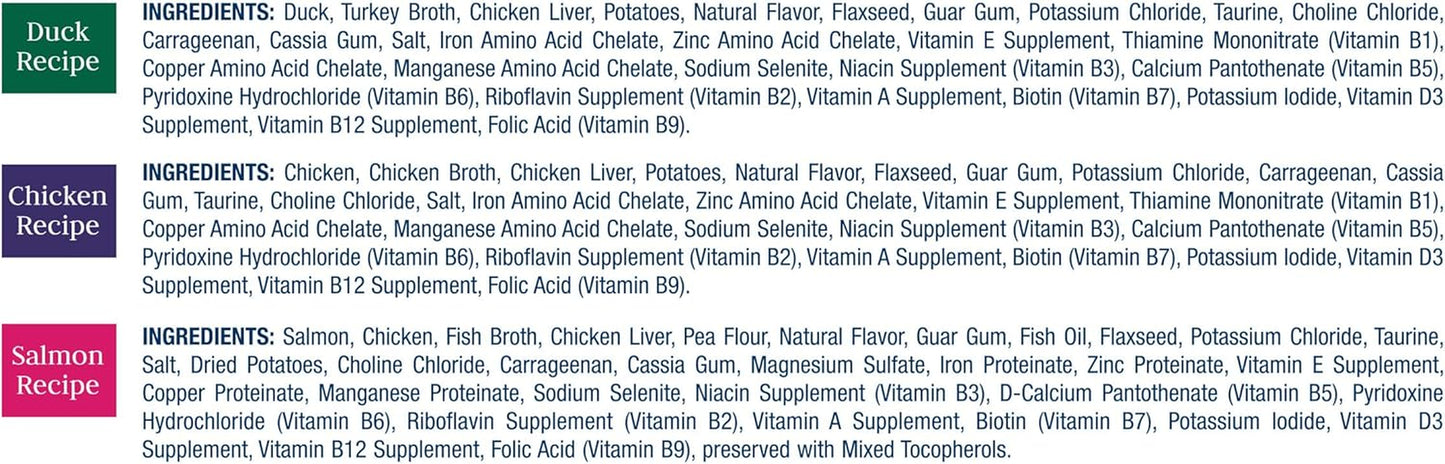 Wilderness High Protein, Natural Adult Pate Wet Cat Food Variety Pack, Chicken, Salmon, Duck 3-Oz Cans (24 Count- 8 of Each Flavor)