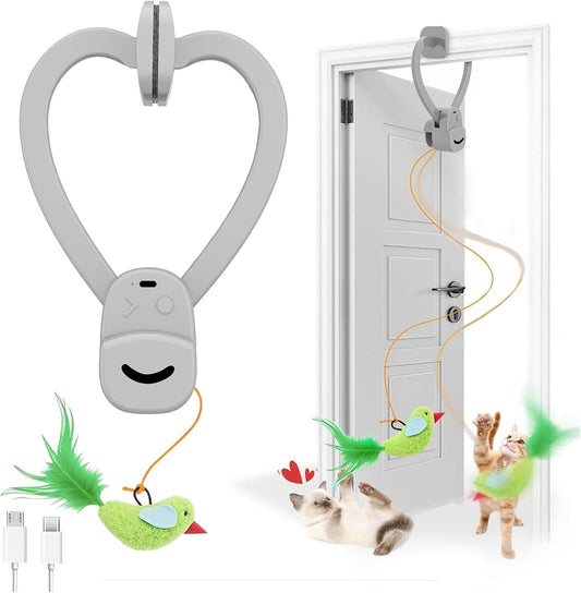 Interactive Cat Toys for Indoor Cats Automatic Electric Flying Bird Feather Mouse Toy - Best Kitten & Adult Cat Enrichment Mouse Cat Toy Hanging Electric Kitty Toys for Bored Cats