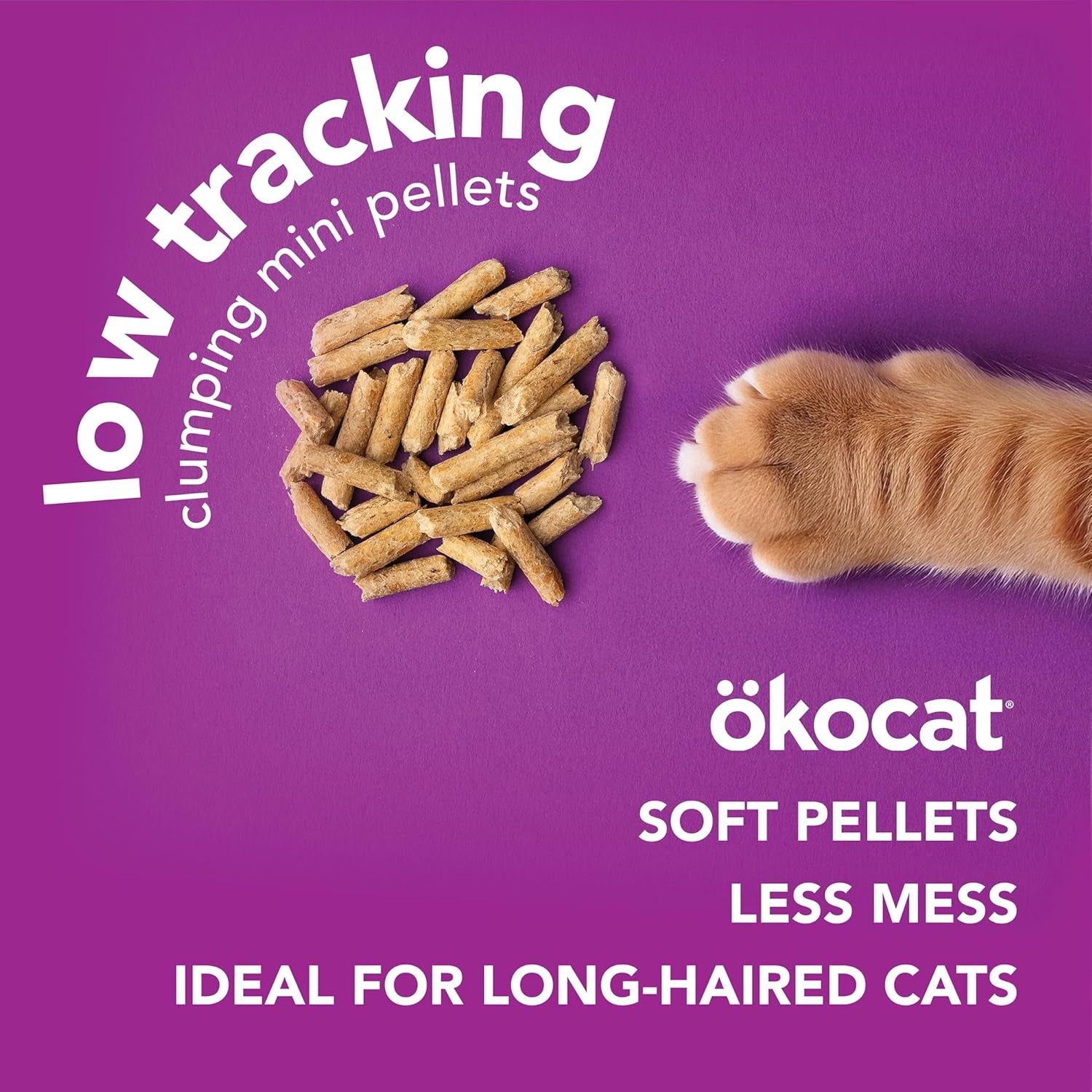 Less Mess Low Tracking Wood Clumping Cat Litter Mini- Pellets, Unscented, 21.5 Pounds - Natural Ingredients, Stops Odor, Clumps Solid, 99% Dust Free, Great for Long-Hair Breeds