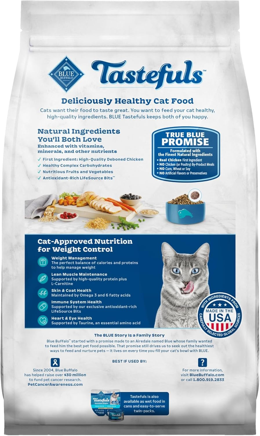 Tastefuls Natural Food for Adult Cats, Weight Control, 7-Lb. Bag