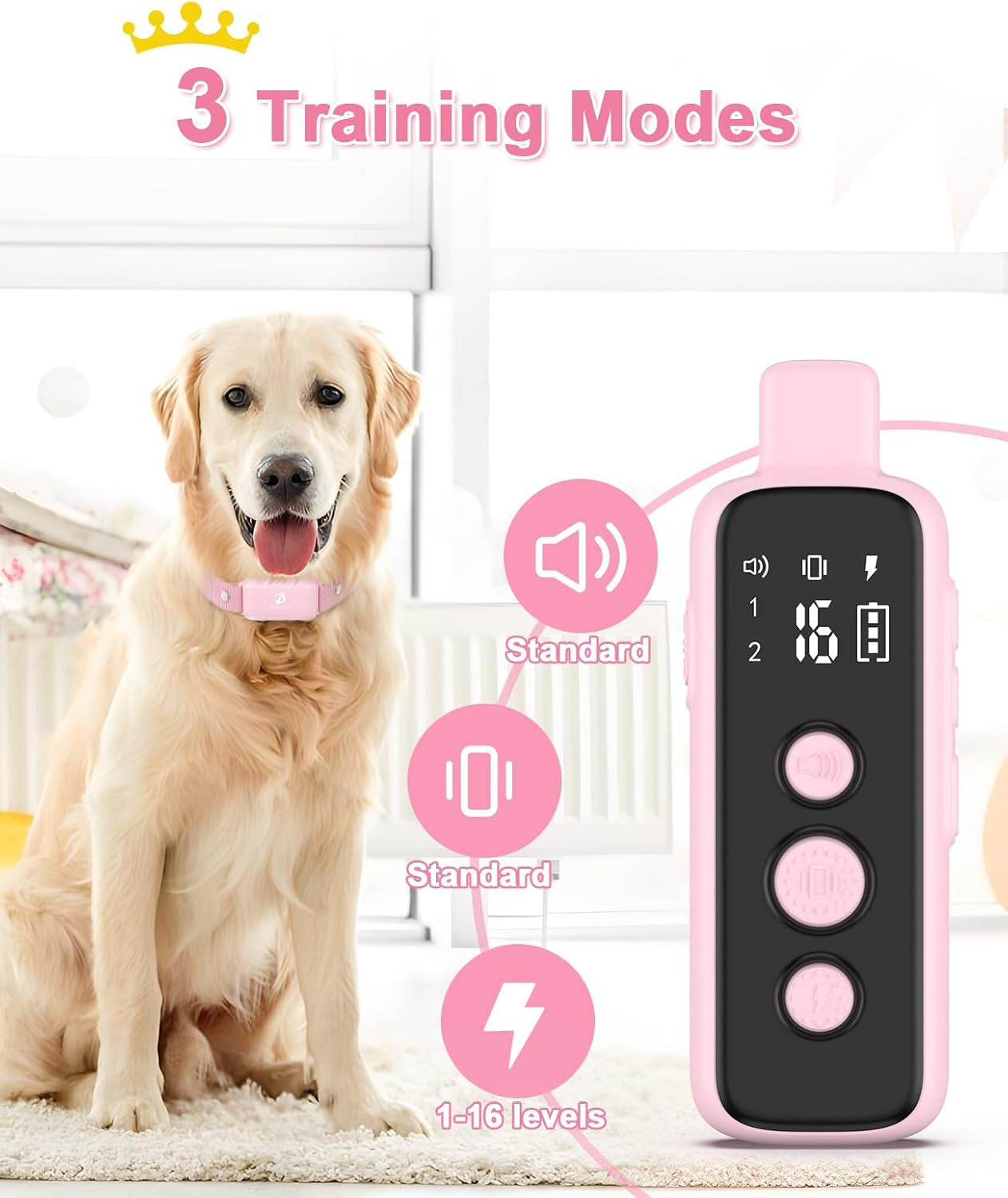 Shock Collar for Dogs - Waterproof Rechargeable Dog Electric Training Collar with Remote for Small Medium Large Dogs with Beep, Vibration, Safe Shock Modes (8-120 Lbs)