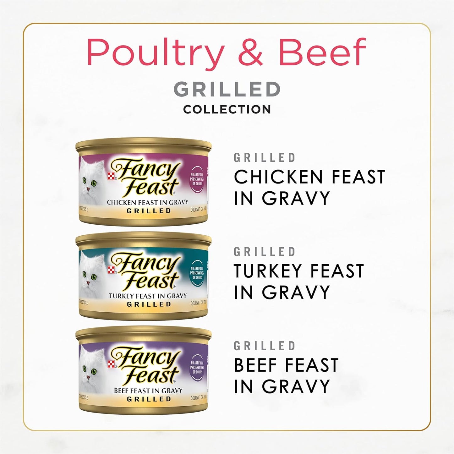 Purina  Grilled Wet Cat Food Poultry and Beef Collection Wet Cat Food Variety Pack - (Pack of 30) 3 Oz. Cans