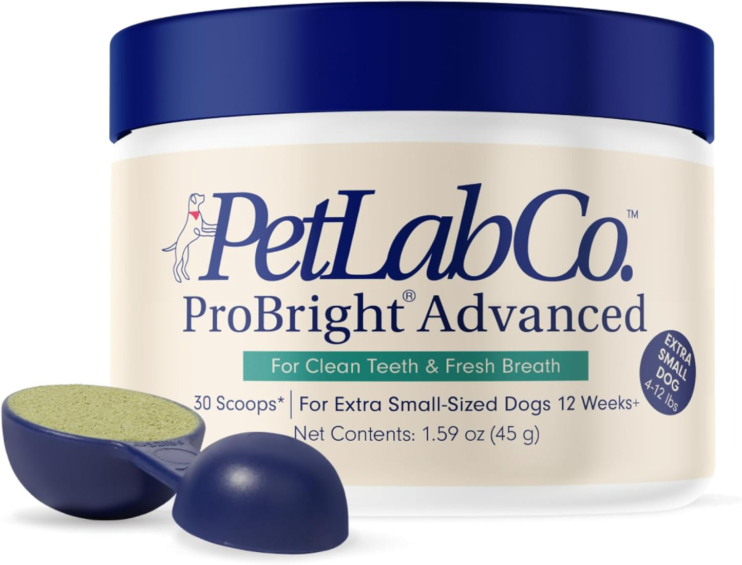 Probright Advanced Dental Powder - Dog Breath Freshener - Teeth Cleaning Made Easy – Targets Tartar & Bad Breath - Packaging May Vary - Formulated for Extra Small Dogs