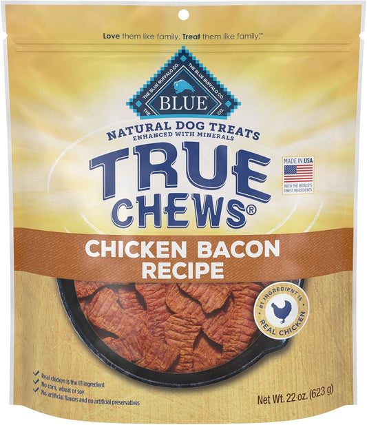 True Chews Dog Treats, Made in the USA with Natural Ingredients, Chicken Bacon Recipe, 22-Oz Bag