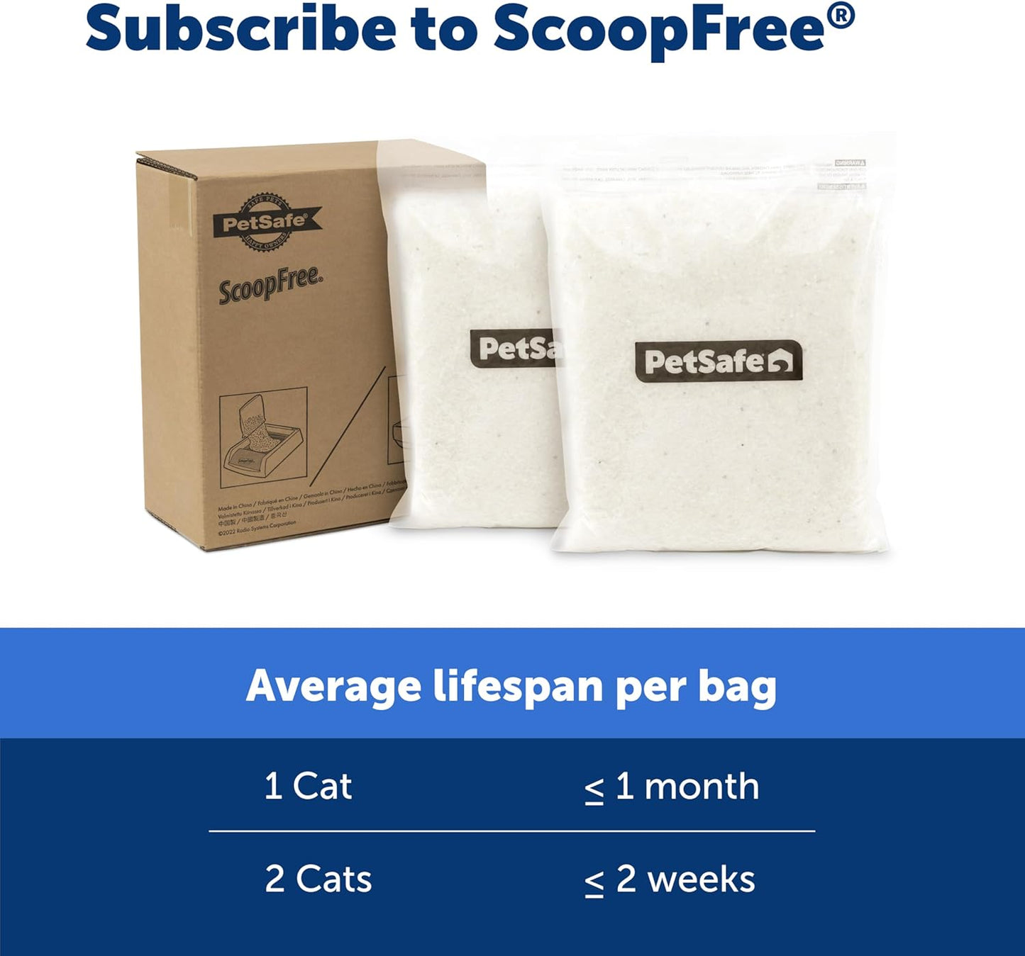 Scoopfree Premium Crystal Cat Litter - Outperforms Clay Litter - Refill Packs - Reusable Tray Compatible - Fragrance Free - 4.3 Lb Bags - 2 Pack