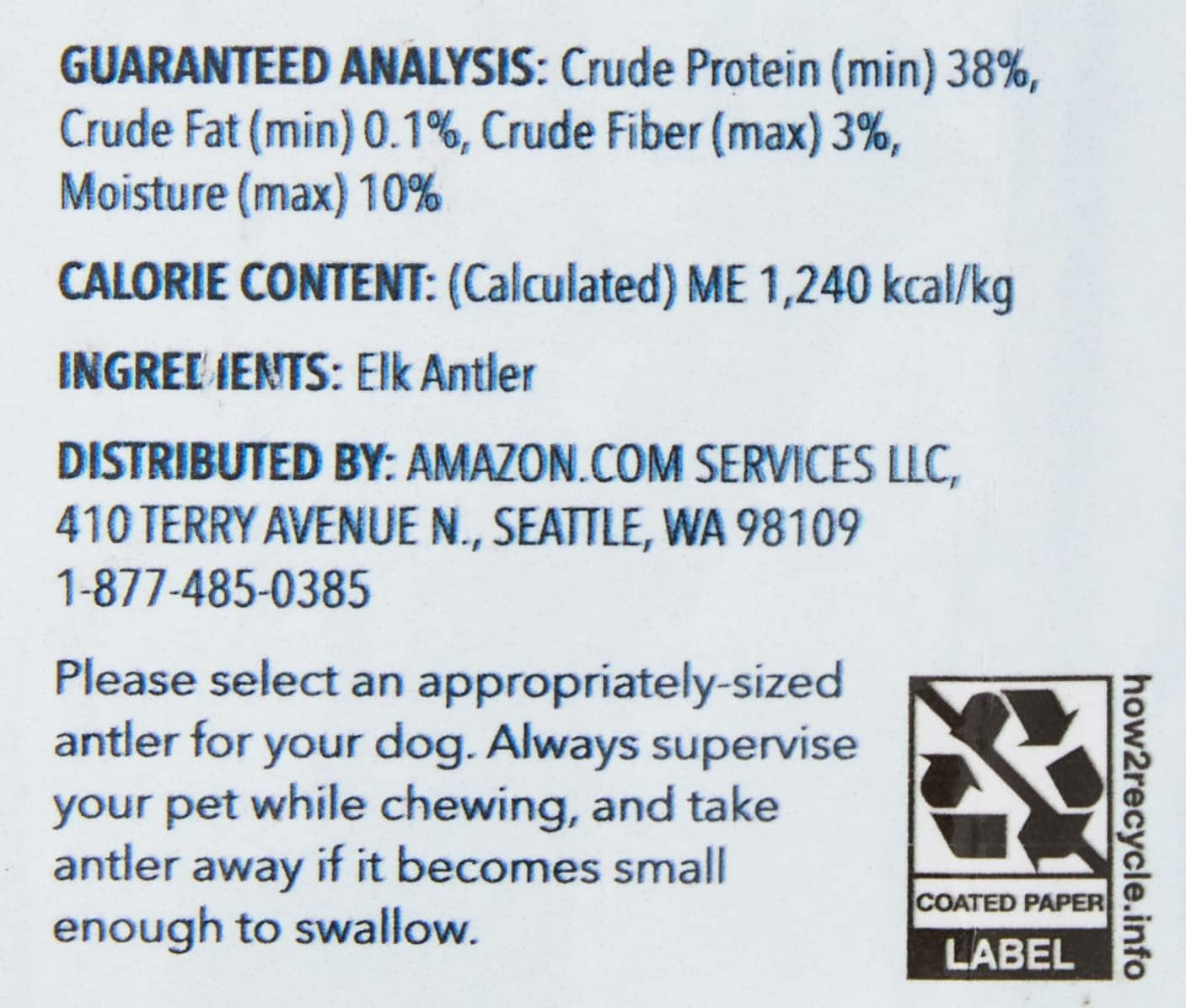 Amazon Brand -  Split Elk Antler, Naturally Shed, Long Lasting for Aggressive Chewers, Medium (Best for Dogs 15-30 Lbs)