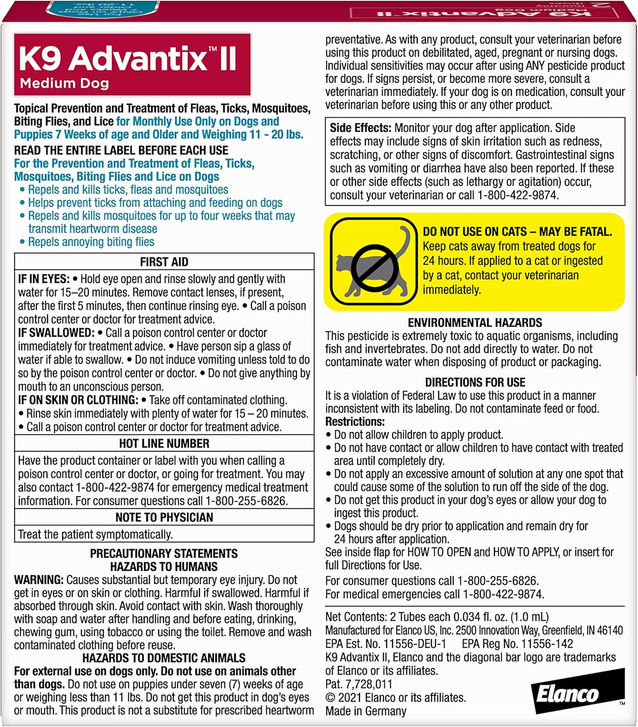 II Medium Dog Vet-Recommended Flea, Tick & Mosquito Treatment & Prevention | Dogs 11-20 Lbs. | 2-Mo Supply