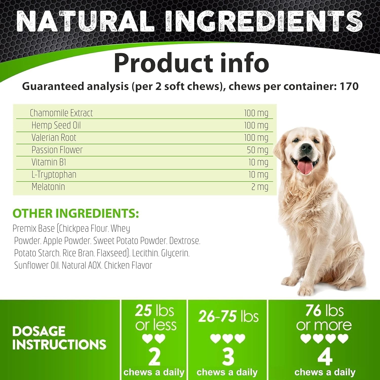 Hemp Calming Chews for Dogs Anxiety - 170 Dog Calming Chews - Anxiety Relief Treats - Dog Calming Treats - Hemp Oil - Sleep Calming Aid - Advanced Calming Health Joint Support Supplement - Made in USA