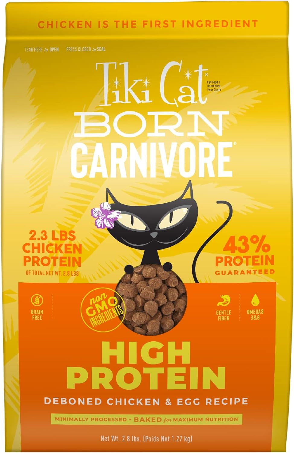 Tiki Cat Born Carnivore High Protein Dry Cat Food, Deboned Chicken & Egg, 2.8 Lbs. Bag