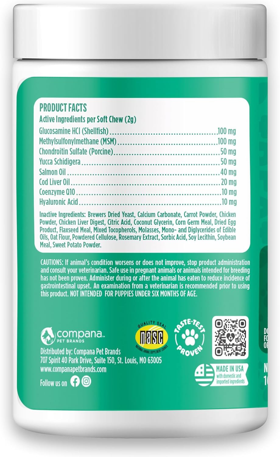 , Hip and Joint Supplement for Dogs, Glucosamine Chondroitin, Premium Hip and Joint Chews for Dogs All Breeds & Sizes, Dog Vitamins and Supplements, (Chicken) 225 Chews