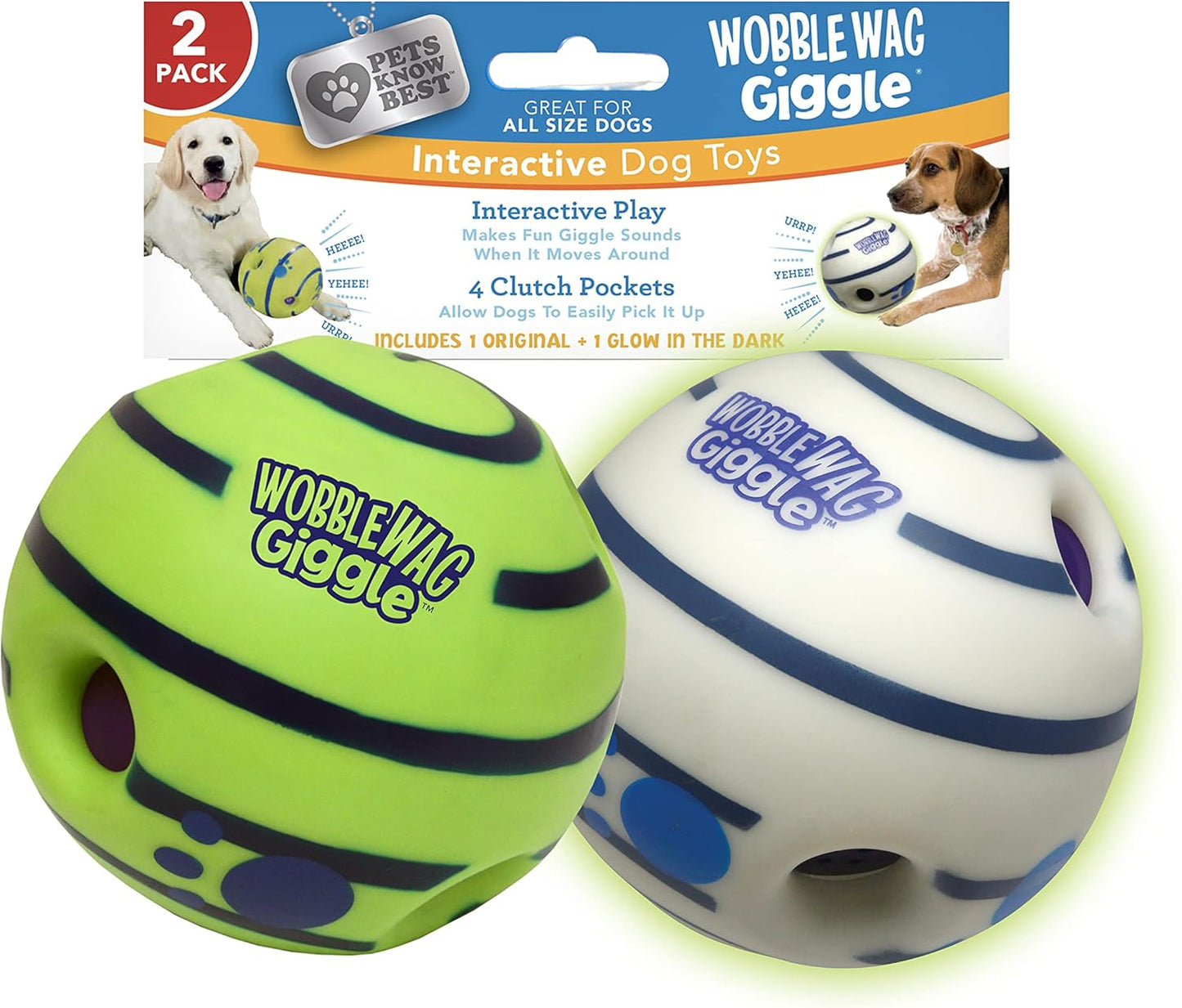 & Glow | Rolling Enrichment Toy for Fun Playtime, Interactive Play for Indoor or Outdoor, Keeps Dogs & Puppies Large, Medium or Small Busy & Moving, as Seen on TV | Pack of 2