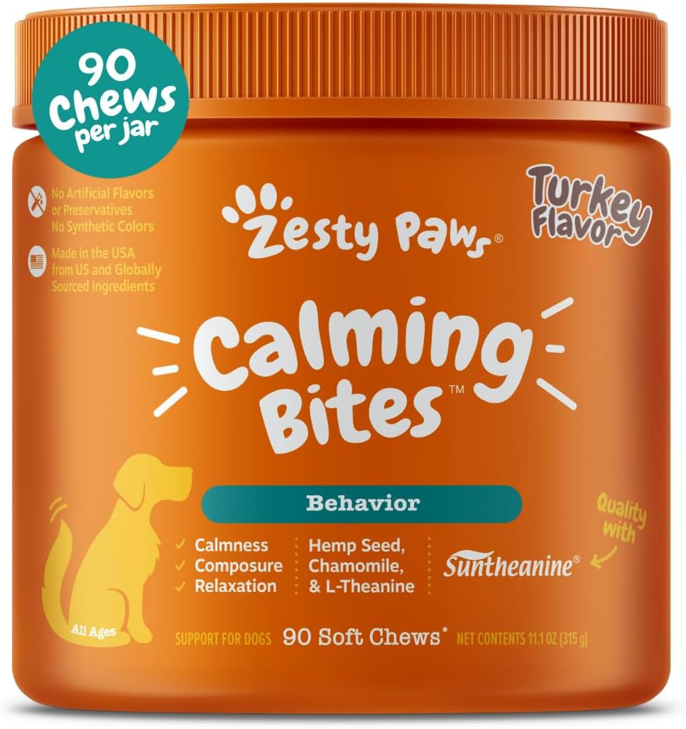 Calming Chews for Dogs - for Everyday Stress, Relaxation, Composure, and Separation Turkey 90 Count