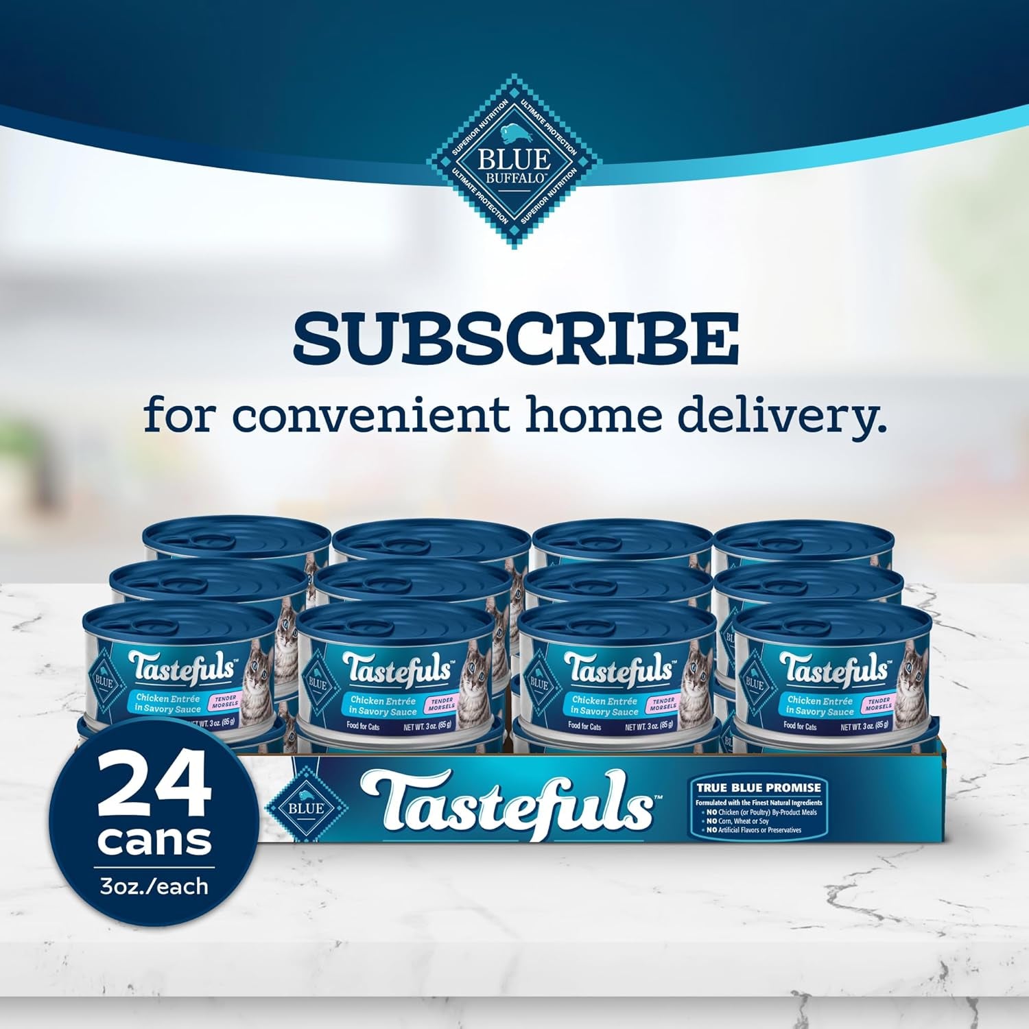 Tastefuls Natural Tender Morsels Wet Cat Food, Chicken Entrée 3-Oz Cans (Pack of 24)