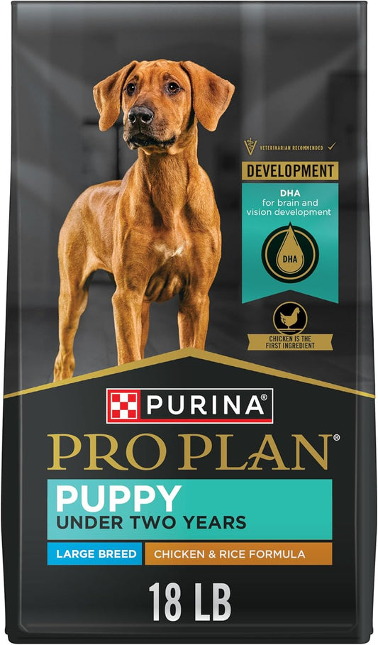 Large Breed Dry Puppy Food, Chicken and Rice Formula - 18 Lb. Bag