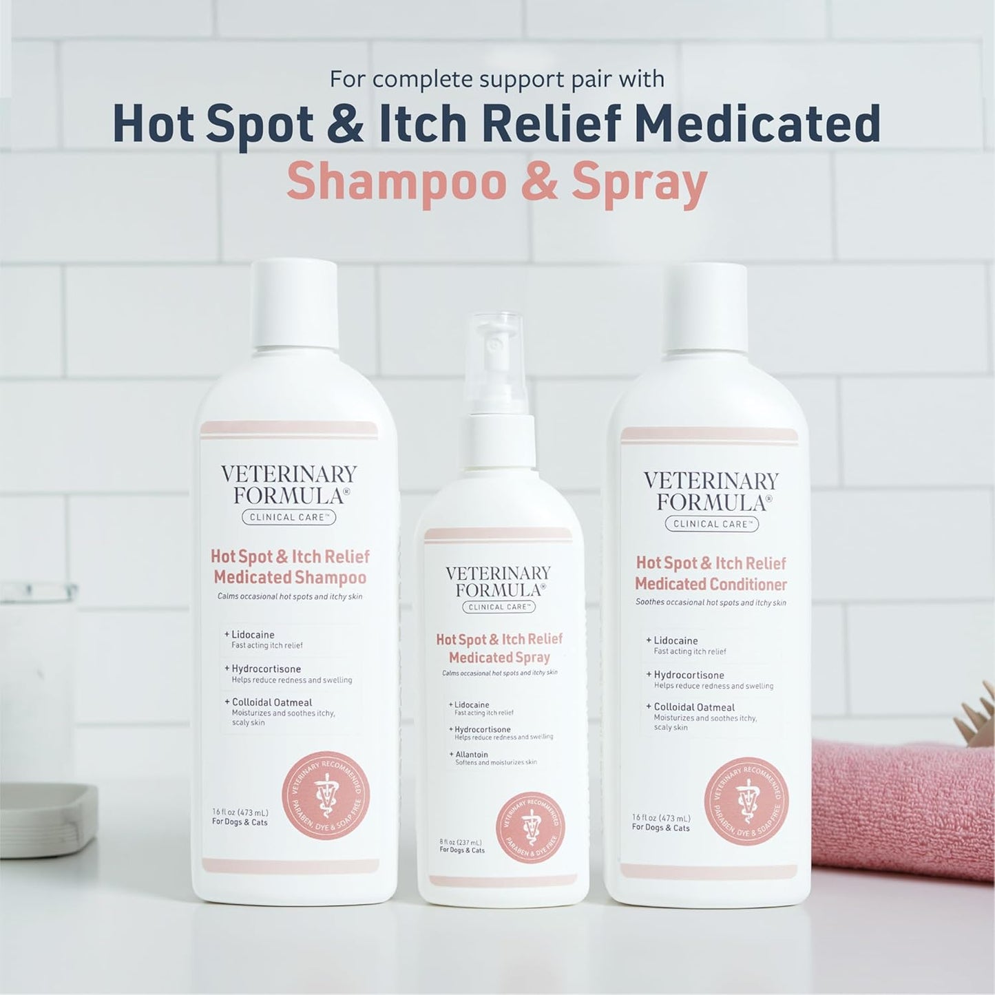 Clinical Care Hot Spot & Itch Relief Cat & Dog Medicated Conditioner, 16 Oz – Oatmeal Conditions Skin for a Lustrous Coat, Formulated to Help Alleviate Itchy Skin