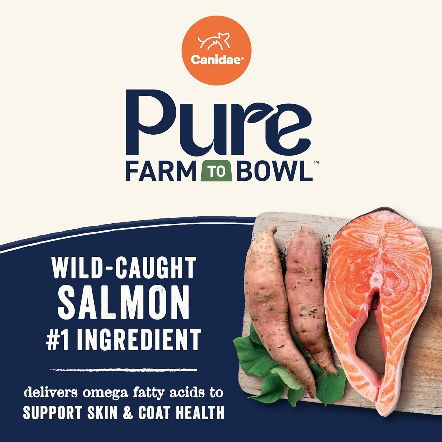 Pure Farm to Bowl, Grain-Free, Wild-Caught Salmon & Sweet Potato Dog Food, Adult 22Lb
