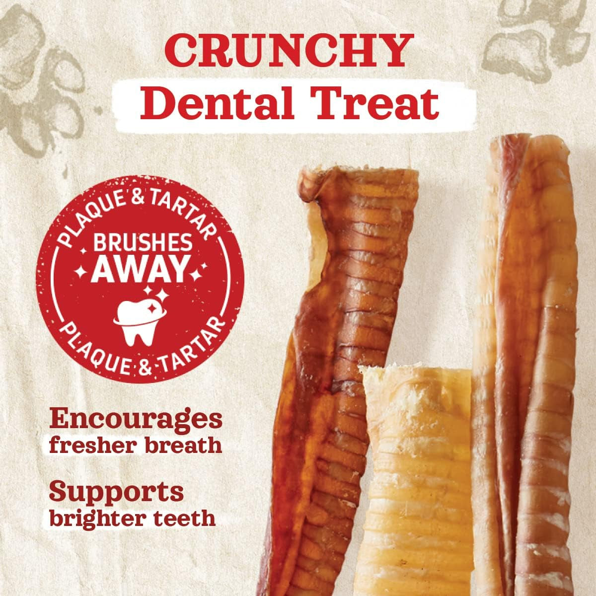 Beef Trachea (12 Inch, 8 Pack), 100% Beef Chews, Natural Glucosamine and Chondroitin for Joint & Hip Mobility, Bone Strength – Low Fat Crunchy & Crispy Treats for All Dogs